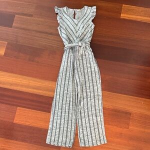 Monteau Girls Heather Gray/Black Striped Jumpsuit, Size 10